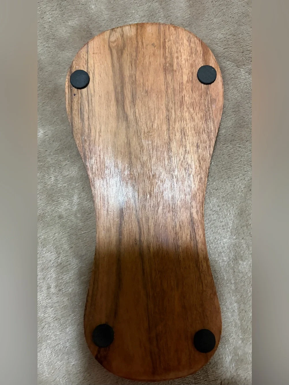 Carved Acacia Wood Spoon Rest with Laser-Engraved Floral Design